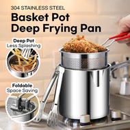 【Local Stock MY】Tall & Mini Stainless Steel Tempura Deep Fryer Oden Cooker Chicken French Fries Pot 