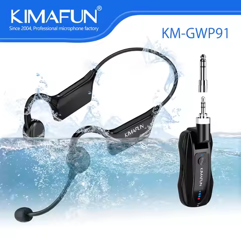 KIMAFUN Fitness Headset Wireless Waterproof Sweatproof Microphone for Water Aerobics Swimming Coach 