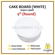 10pcs Cake Board 9" inches White Round or Square Premium Quality 2.5mm thickness Silver