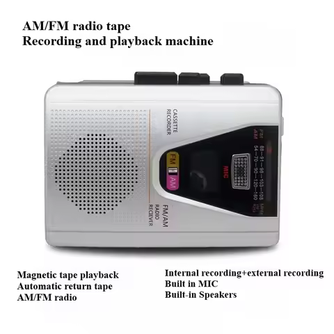 AM/FM Cassette Player Vintage Cassette Player Automatic Rewind Nostalgic Cassette Recorder