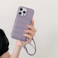 1pc Minimalist Fashionable Litchi Grain PU Leather Lanyard Phone Case Compatible With Apple 17 Air 1