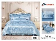 Berkualiti tinggi Set Comforter 7-dalam-1/KING QUEEN/ Cadar Ropol/Set Cadar Pengantin SELIMUT LEMBUT