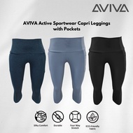 【S -  XXL】AVIVA Active Sportwear Capri Leggings with Pockets (80-3130)