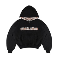CH-STUDIOS - HOVELRS | Reversible Zipper Boxy Hoodie | Heavyweight Flannel Zipper Hoodie Boxy