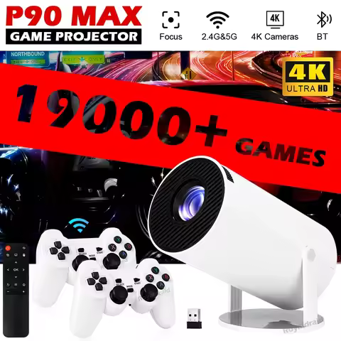 P90 Max Projector Game 4K HD 1080P Bluetooth-Compatible Androd11 Proyector W 2 Wireless Game Control