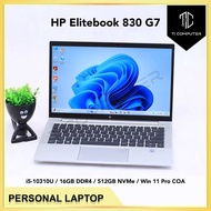 HP Elitebook 830 G7 Touchscreen Intel i5-10310U 16GB RAM 512GB NVMe SSD Win 11 Pro Refurbished Lapto