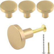 4 Pek Tombol Kabinet 1 inci dengan Skru Pemasangan, Tombol Laci Loyang Pepejal, Tombol Almari Bulat,