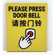 PLEASE PRESS DOOR BELL with Chinese Wording SIGN/SIGNAGE | 80mm x 100mm | DOOR SIGN,  INSTRUCTION SI