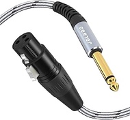 JOLGOO XLR Female to 1/4" 6.35mm Mono TS Cable, Unbalanced XLR Female to 1/4" TS Plug Microphone Cab