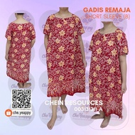 CHE.YEAPPY [GADIS REMAJA] Women [PREMIUM BATIK] SHORT Sleeve [Free Size] DRESS Baju Tidur [with Pock
