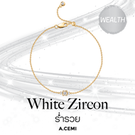 A.CEMI White Zircon Nova Bracelet (GD) สร้อยคอพลอยแท้ เพทายขาว สร้อยคอเงินแท้ ชุบทอง 18K โกลว์