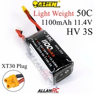 Alienmodel 3S HV 11.4V 1100mAh 50c Light Weight Lipo Battery Cable XT30 Plug Connector