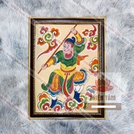 Qi Thien Dai Thanh painting 36x48cm, glossy fabric + genuine composite frame