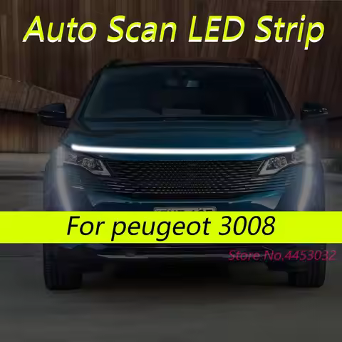 DRL Auto Scan Starting LED Strips For Peugeot 3008 2009-2025 Car Hood Light Flexible Headlights Welc