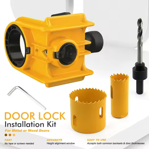 Door Lock Installation Kit | For Metal & Wood Doors | Accurate & Fast Hole Saw Tool with 25mm Bit