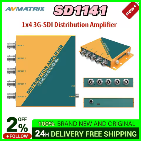 AVMATRIX SD1141 Switcher Converter 1*4 3G HD-SDI Distribution Amplifier Video SDI Splitter with Adap