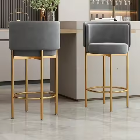 Luxury Chair High Bar Table Counter Stool Nordic Dining Chairs Swivel Velvet Stools Modern Design Ki