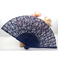 Orchid Cloth Fan Classic Blue White Female Fan Blue Flower Cloth Fan