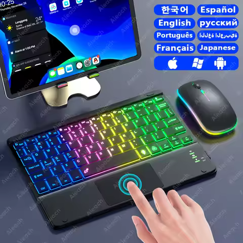 GUIG Backlit Bluetooth Wireless Keyboard wtih Touchpad Rechargeable 78Keys Ultra-Thin Portable for i