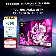 Hisense E7Q 75 inch 4K QLED Ultra AI TV | Quantum Dot | AI Eye Care | Dolby Vision & Atmos