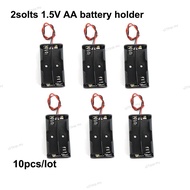 10pcs/lot 2 Slots ports AA Size 2x 1.5v Power Battery Storage Case Box Holder Leads With 2 pin wire 