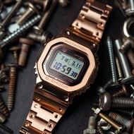 [Official Marco] GSHOCK GMW-B5000GD-4D Rose Gold Full Metal Square Digital Men Watch GMWB5000