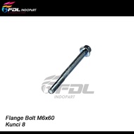 Baut/Baud/Bolt Flange/Topi M6x60/6x60 K8/Kunci 8