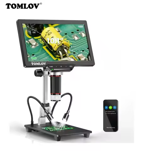 TOMLOV DM202 Digital Microscope 10.1" LCD 16MP for Coin Micro Soldering Adults, Win TV Mac Compatibl