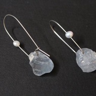 天藍礦石 純銀手工耳環 天青石