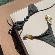 Sexy Bikinis Women Swimsuit Female Swimwear Bandeau Biquini Thong Bathing Suit Shiny Button Swimm