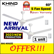 [FAST SHIPPING + ORIGINAL] Khind Mistral Ceiling Fan 60 inch CF618B/ MCF60 / CF618  WHITE with 5 Spe