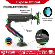 Monitor Arm 13 to 34 Inch Screen RGB-Light Gas Spring Adjustable Monitor Bracket