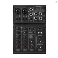 ammoon 4-Channel Mini Mixing Console Digital Audio Mixer 2-band EQ Built-in 48V Phantom Power 5V USB Powered for Home Studio Recording DJ Network Live Broadcast Karaoke AGM04