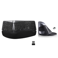 DeLUX Wireless Ergonomic Cushioned Keyboard GM901D Black and 2.4G Wireless Vertical Mouse M618GGX