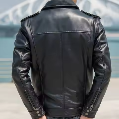 ​​Men's Vintage Leather Jacket Retro Workwear Style Safari Bomber Jacket Faux Fur Collar Autumn Wint