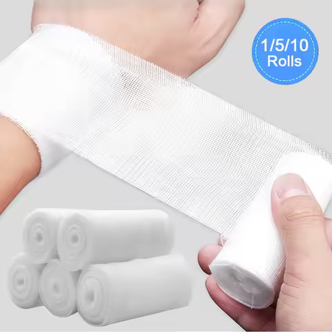 1/5/10 Rolls Absorbent Gauze Cotton Bandage Roll Wound Hemostasis Wrapping Dressing Fixation First A