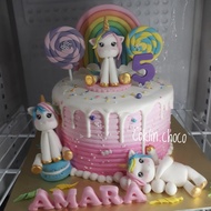 kue ulang tahun unicorn / birthday cake unicorn / custom cake jakarta - brownies diameter 18