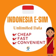 Cheap Indonesia eSIM Unlimited data 4G High speed 1~30 days SIM Card 印尼流量卡 印尼e-sim