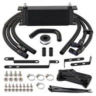 Black Oil Cooler & 7-Speed Adapter Plate Sandwich 14 Rows AN8 Transmission Kit For VW Audi VAG Golf 