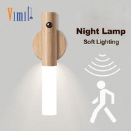 Vimite ไฟเซนเซอร์คน ไฟกลางคืน Smart Motion Sensor Night Light Portable USB Rechargeable Wireless Warm Cabinet Light Wardrobe Lamp for Room Corridor Wall Bedroom Home Wall