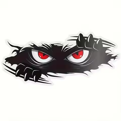 Angry Peek Monster Car Sticker - Durable PVC Bumper Sticker, Fun Monster Design, Black