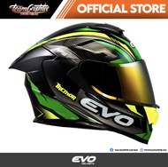 EVO GT-PRO TREMOR GREEN BLACK (REVO RED LENS)  FULL FACE DUAL VISOR WITH FREE CLEAR LENS