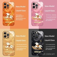 iPhone 15 14 13 12 11 Pro Max Plus 17 Air 2026 Gilded Year of the Horse New Year Metallic Paint Glas