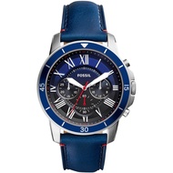 [Authentic] Original Fossil Mens Grant Sport Light Blue Dial Chrono Leather Watch FS5373