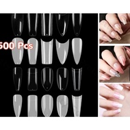 SET 500pcs KUKU PALSU OVAL BALERINA COFFIN HALF TIPS KUPAL HALF COVER stiletto kuku palsu extension 