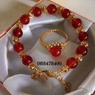 ♂♠﹍💖GELANG TANGAN BATU JED ORI SET CINCIN  EMAS SUASA