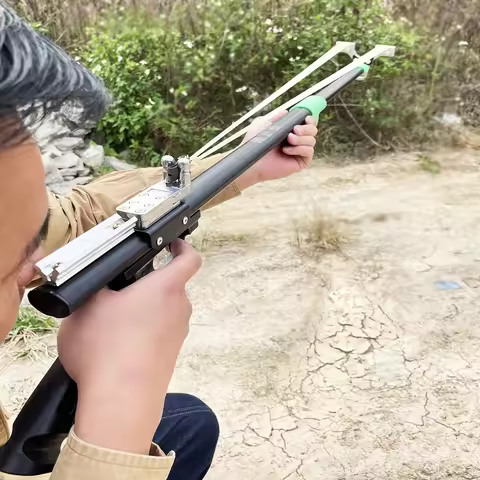 Outdoor Practice Shooting Hunting Accessories Launcher, Powerful Trigger Long Rod Slingshot - Precis