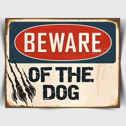 BEWARE OF THE DOG METAL WALL SIGN PLAQUE humorous funny poster bedroom door-Aluminum