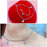 925 SILVER GEM TOY CHAIN ANKLE BRACELET935 SILVER JEWELRY GENUINE WHITE GOLD SOLE/GK308