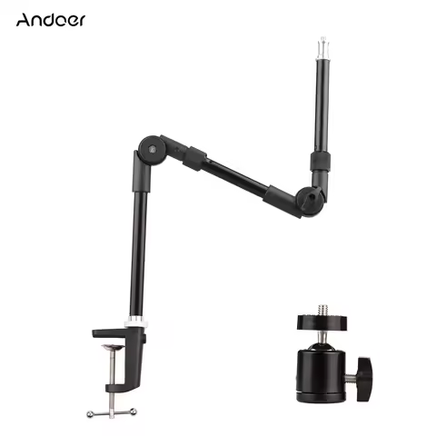 Andoer ST-01 Metal Bracket Flexible Foldable Desk Mount Stand Ballhead Adapter for Fill Light LED Ri